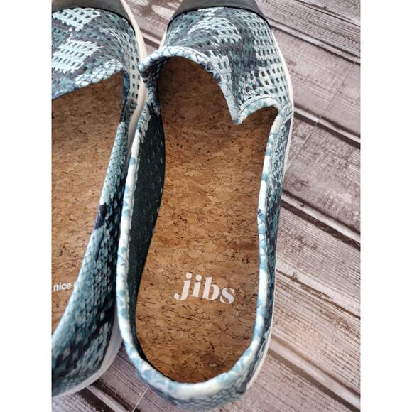 Jibs Slim Teal Python Print Perforated Leather Pointed-Toe Slip-On Shoes Women 9 - Picture 7 of 12